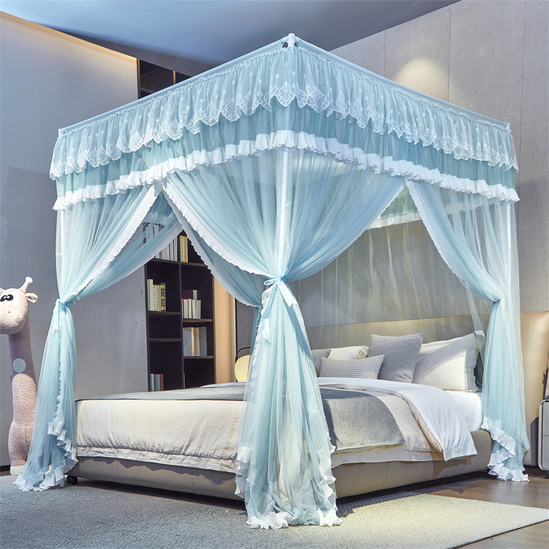 2025新款公主风花边绣花高级宫廷蚊帐落地加密加厚三开门家用结婚,淘宝优惠券,粉丝福利购,淘宝优惠卷