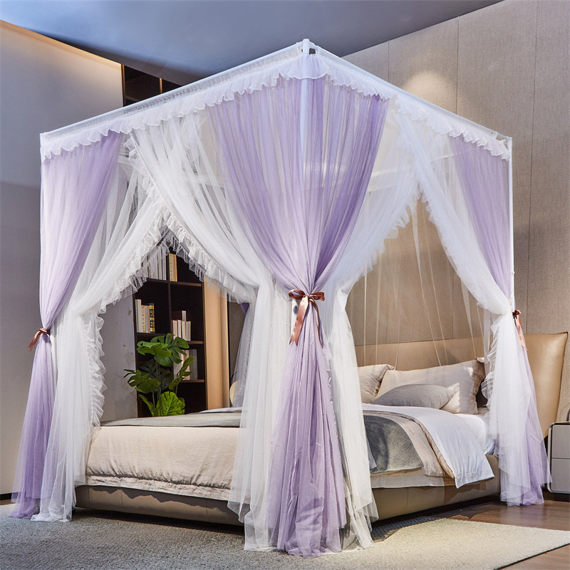 2025年新款高级花边双层纱宫廷蚊帐落地加密加厚三开门公主风家用,淘宝优惠券,粉丝福利购,淘宝优惠卷