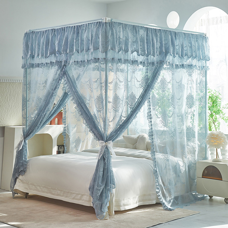 A类提花高级家用宫廷蚊帐公主风三开门落地加密床幔卧室2025新款,淘宝优惠券,粉丝福利购,淘宝优惠卷