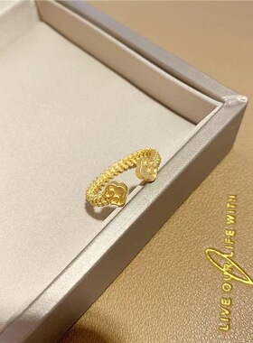 祥云如意开口戒指小众设计黄铜镀