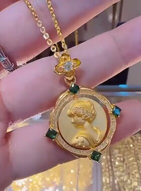越南沙金微镶女王吊坠女款时尚奢