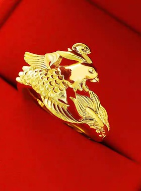 仿真黄金龙凤戒指男女款情侣指环