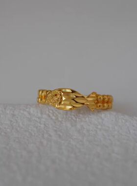 黄金色豆豆小鱼戒指时尚简约女戒