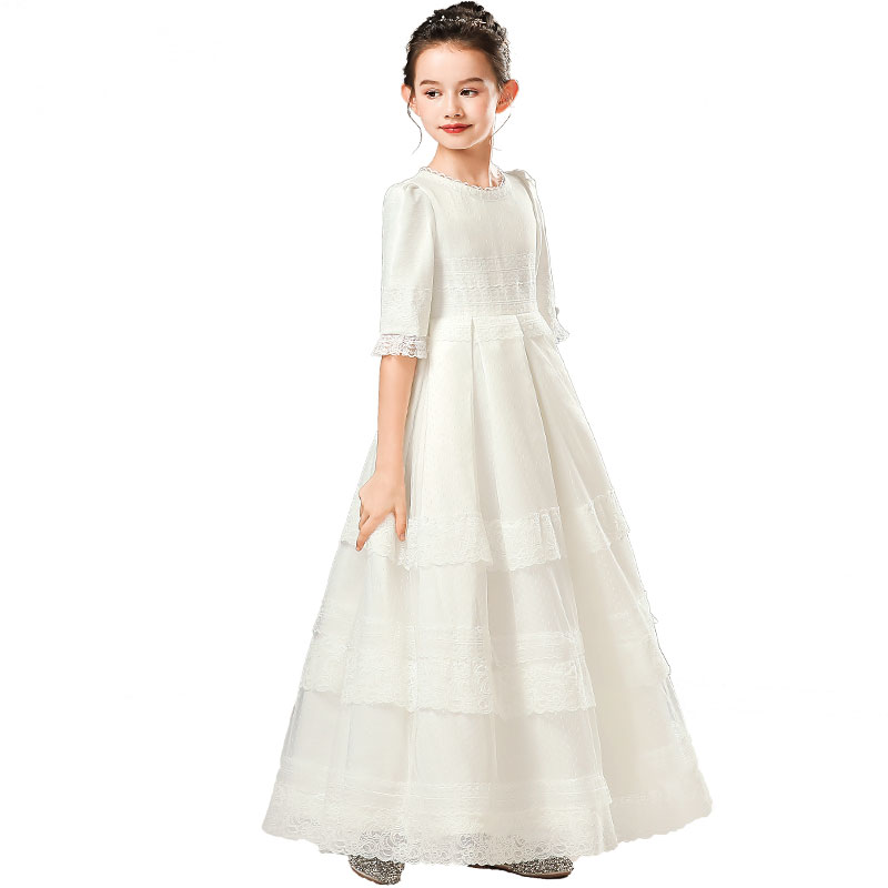 2021年新款生日礼服裙女童花童婚纱公主裙春夏长袖钢琴演出洗礼服,淘宝优惠券,粉丝福利购,淘宝优惠卷