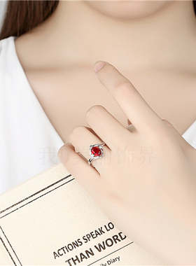 绿玛瑙玉髓女日韩久不掉色戒指环