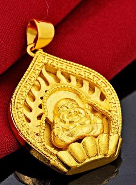 2026女款 日韩时尚3D硬金缕空小佛项链 越南沙金镂空佛吊坠