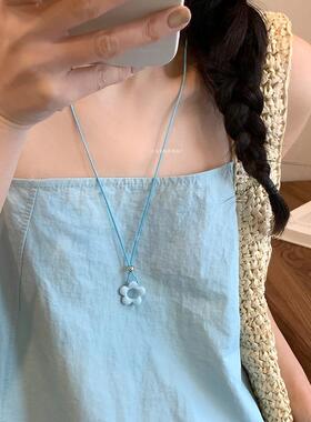 2026简约滴釉镂空花朵吊坠项链女小众设计感ins风锁骨链百搭挂脖