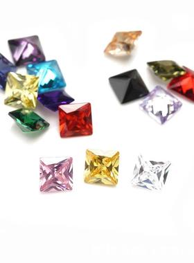 2026梧州人造宝石 公主方正方形直角车花锆石裸石 人造宝石裸钻di