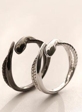 2026绳蛇情侣戒指男女一对潮流个性蛇形开口指环时尚生肖蛇情侣对