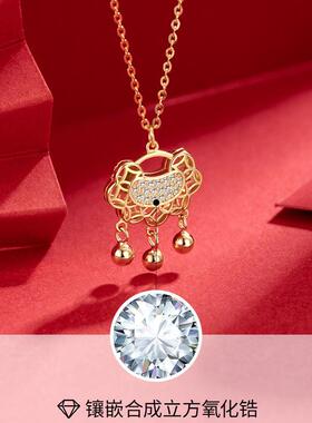 2026平安如意锁项链女轻奢小众锁骨链新款爆款设计感百搭