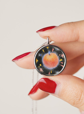 手绘吊坠项链 女文艺复古锁骨链 多图可选 圆形/方形吊坠 |画珐琅