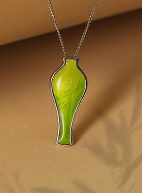 原创设计 新中式宋瓶吊坠 古风汉服旗袍配饰 项坠纯银项链女