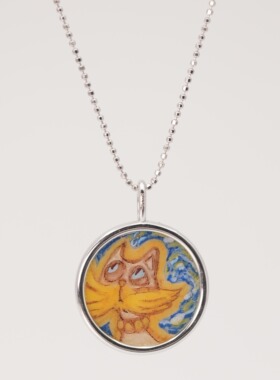 女士手绘珐琅小猫吊坠项链