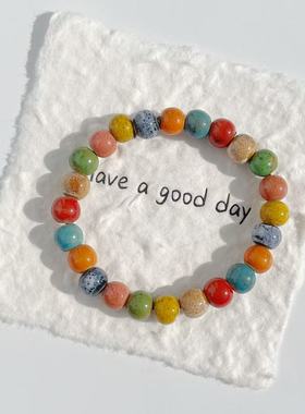 景德镇陶瓷手链新中式陶瓷简约编绳手工饰品学生情侣礼物陶瓷手串