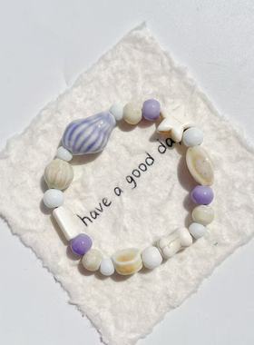 景德镇陶瓷手链陶瓷海螺简约小清新饰品学生情侣礼物陶瓷手串