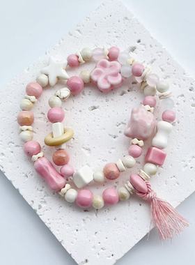 景德镇陶瓷手链双圈新中式简约陶瓷饰品学生情侣礼物陶瓷手串