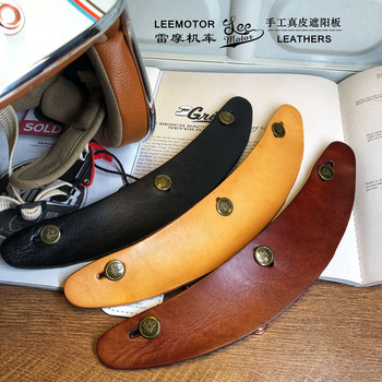 Handmade custom-made leather brim Retro helmet lens visor half helmet visor