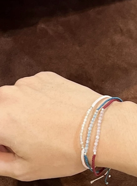 泰国专柜正品 ravipa925银天然宝石幸运手链防水可调节