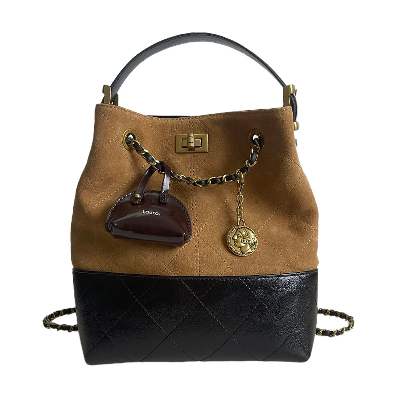 大容量小众水桶包包女2025新款时尚磨砂真皮手提包百搭单肩斜挎包,淘宝优惠券,粉丝福利购,淘宝优惠卷