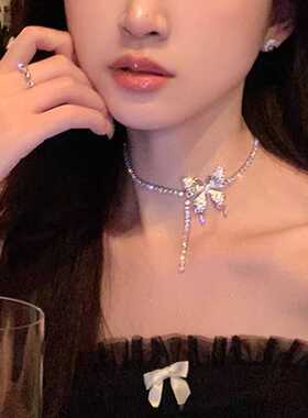 小众闪钻蝴蝶女款锁骨链设计感