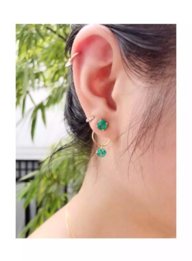 Yi collection珠宝 18k 祖母绿双喜耳环 (对)