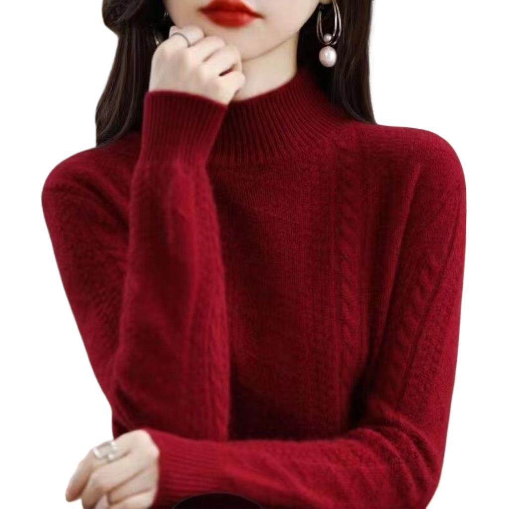 半高领羊绒衫女时尚厚款百搭半高领毛衣内搭宽松女羊毛打底衫,淘宝优惠券,粉丝福利购,淘宝优惠卷