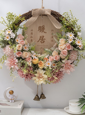 墙面装饰挂件入户门客厅卧室花环挂饰店铺墙壁仿真花背景创意壁饰