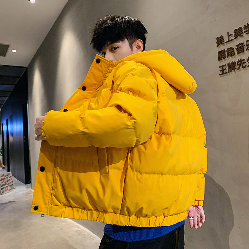 2021年男士羽绒服短款连帽棉衣青少年学生帅气面包服加厚冬季外套