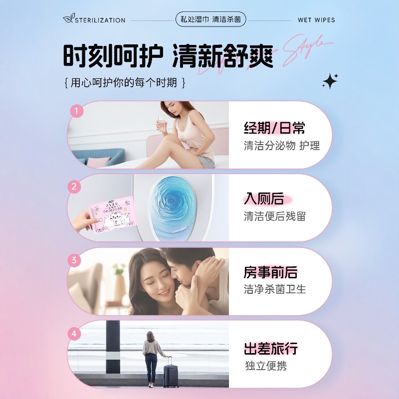 妇炎洁卫生私处湿巾女性便携可擦湿纸巾私密护理清洁房事杀菌专用,淘宝优惠券,粉丝福利购,淘宝优惠卷