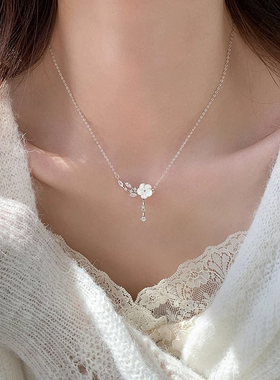 999纯银山茶花项链女送礼首选