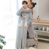 Мужская коралловая бархатная пижама, утепленный фланелевый длинный зимний банный халат с капюшоном