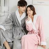 Зимний коралловый бархатный утепленный банный халат для влюбленных, мужская длинная фланелевая демисезонная весенняя пижама
