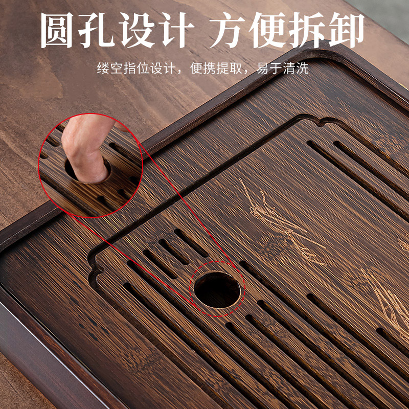 2025新款排水茶台竹制小型干泡台家用茶盘沥水茶托小茶海托盘茶具 - 图1