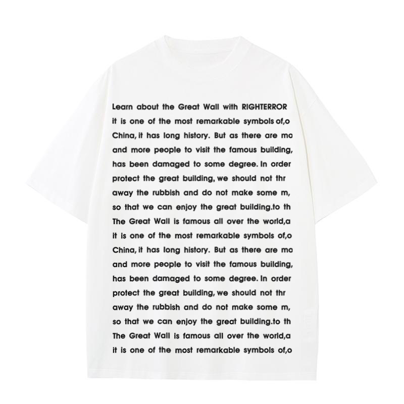 泰戈尔诗歌短袖重磅240g标语字母美式t恤高街cleanfit风vibe半袖 - 图0