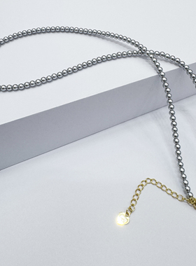 3-4mm铂金灰延长链小米珠项链XLA411