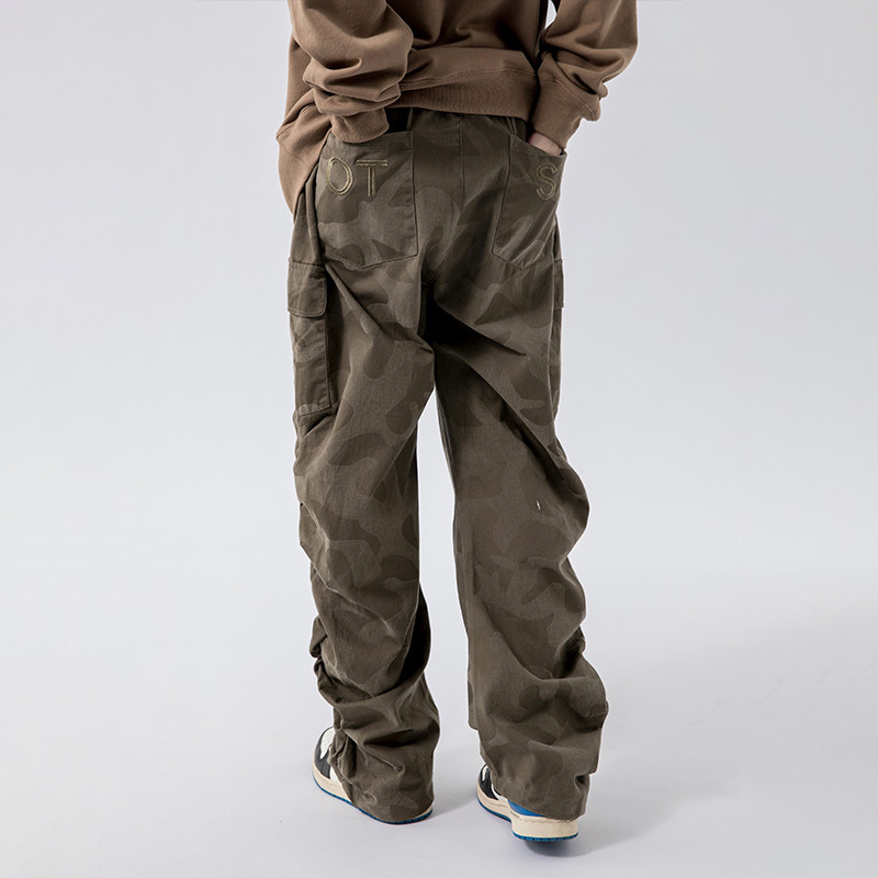 烦恼的Octopusl美式迷彩褶皱工装长裤高街加绒宽松vibe裤子男秋冬,淘宝优惠券,粉丝福利购,淘宝优惠卷