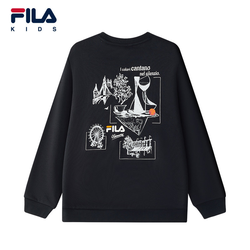 FILA斐乐儿童童装卫衣2025年秋季新款男中大童休闲宽松圆领套头衫