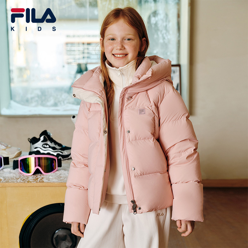 【钻石绒】FILA斐乐儿童鹅绒羽绒服2025年冬季新款女童外套面包服