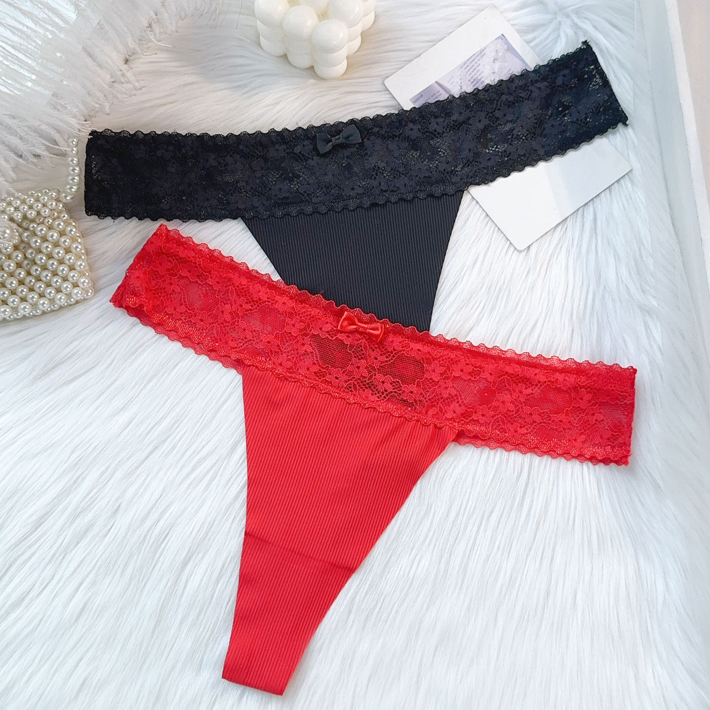 本命年性感蕾丝边丁字裤女无痕透气无痕T裤大红色女士三角内裤,淘宝优惠券,粉丝福利购,淘宝优惠卷