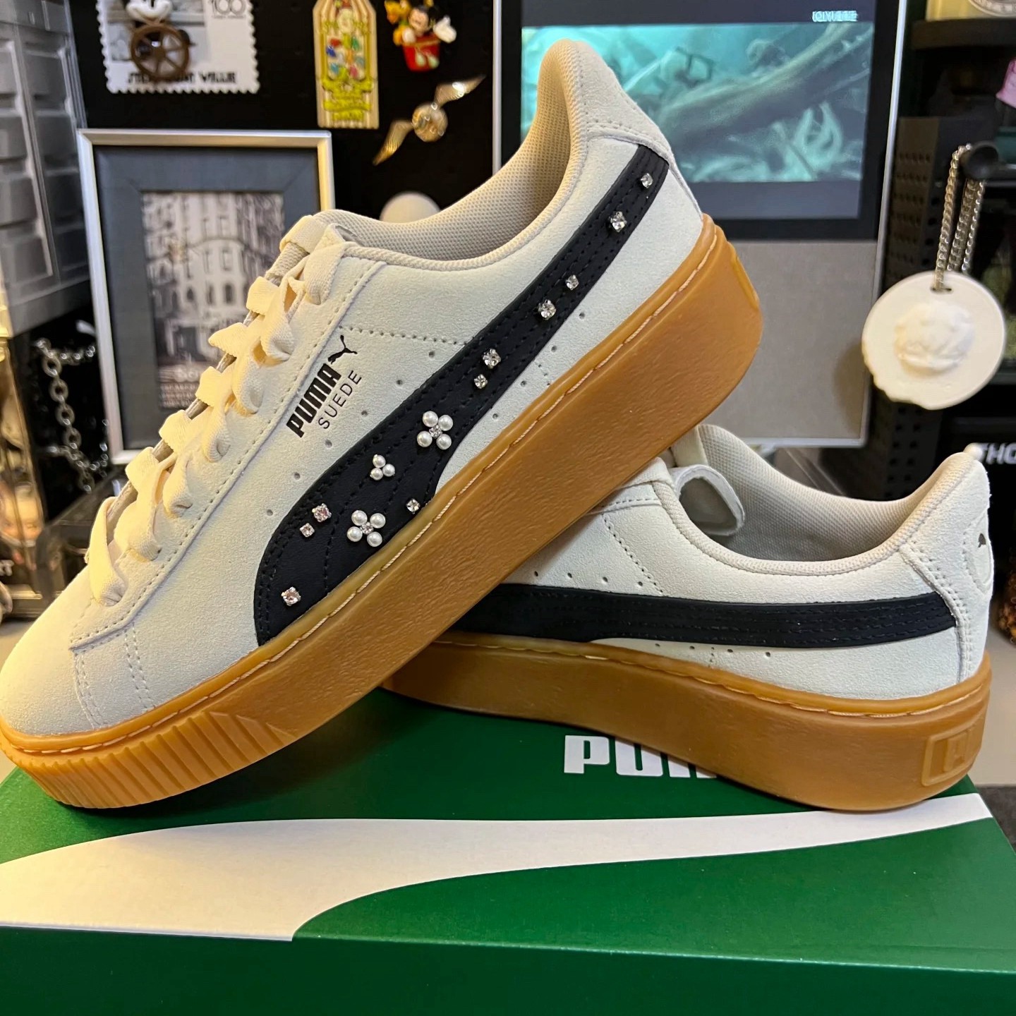 PUMA彪马新款女子复古增高松糕鞋女花卉串珠板鞋PLATFORM 400832,淘宝优惠券,粉丝福利购,淘宝优惠卷