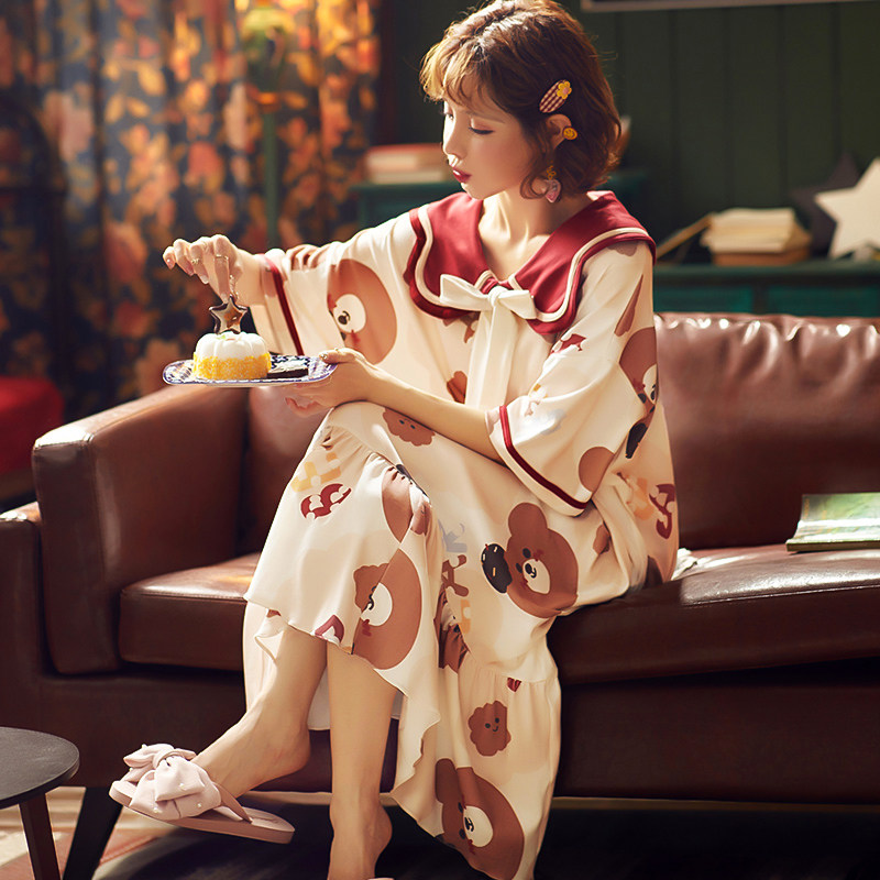 夏季短袖纯棉公主风韩版宽松睡裙 伊柔情睡裙