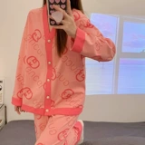 Пижама, осенний хлопковый тонкий летний лонгслив, комплект, коллекция 2022, легкий роскошный стиль, популярно в интернете