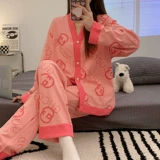 Пижама, осенний хлопковый тонкий летний лонгслив, комплект, коллекция 2022, легкий роскошный стиль, популярно в интернете