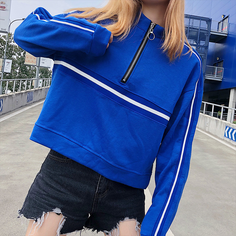 条纹长袖t恤女网红同款衣服韩版学生卫衣早秋chic潮ins超火的上衣