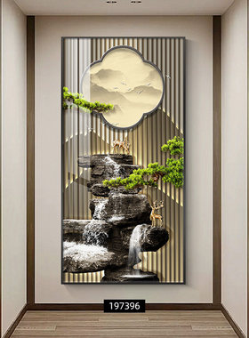 现代轻奢玄关装饰画入户门正对墙画高档大气客厅过道走廊尽头挂画