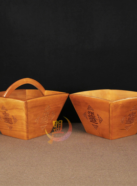 桃木米斗摆件日进斗金有把手无把手步步高升招财家居饰品装饰