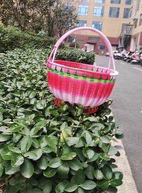 纯手工编织篮子购物仿藤条pet提菜篮传统水果篮野餐篮包邮收纳筐