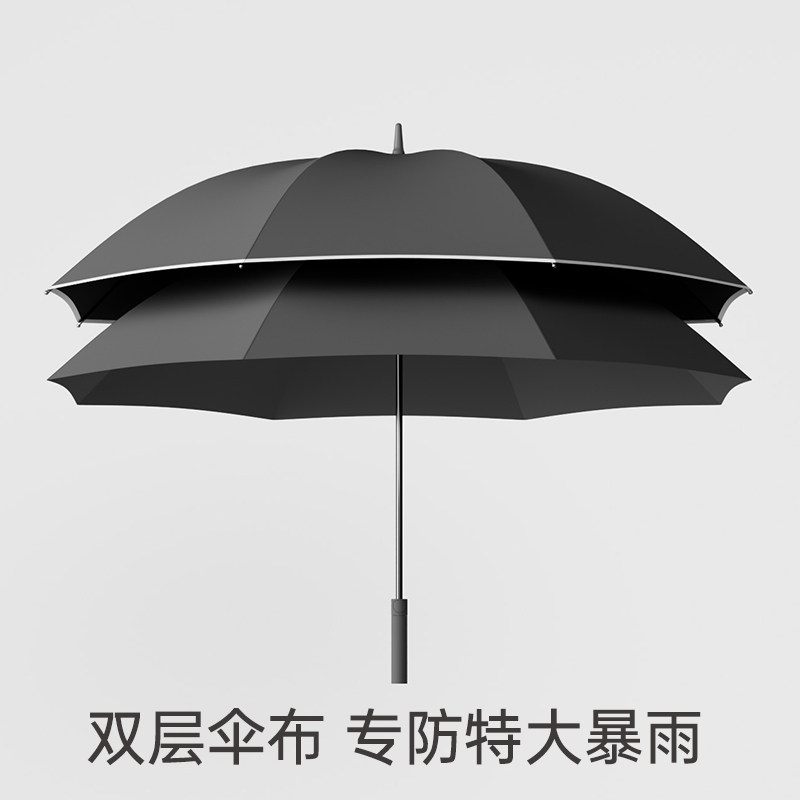 左都自动长柄雨伞双人超大号双层加固加厚结实男士抗风暴雨专用伞