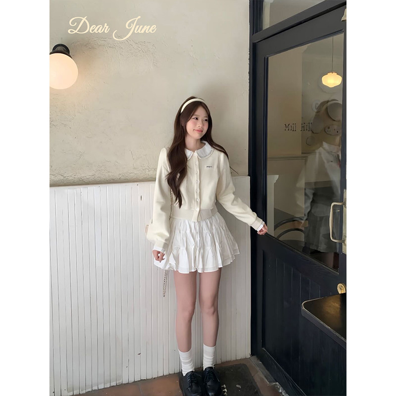 DearJune 韩国博主同款甜美约会穿搭娃娃领上衣钉钻设计减龄元气,淘宝优惠券,粉丝福利购,淘宝优惠卷