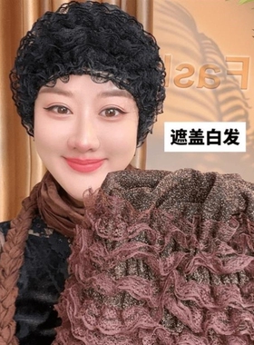 网纱弹力遮盖白发蕾丝花边时尚女士透气美人帽包头帽时尚透气小帽